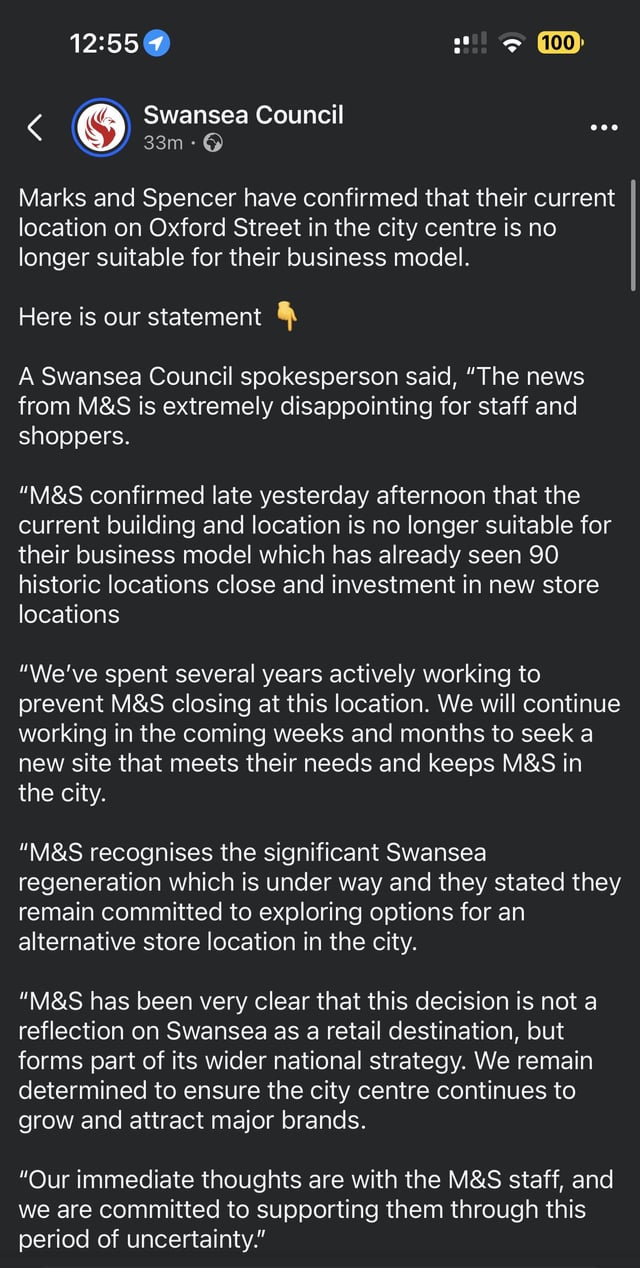 M&S Swansea Flagship Store Closure: High Street Future Uncertain